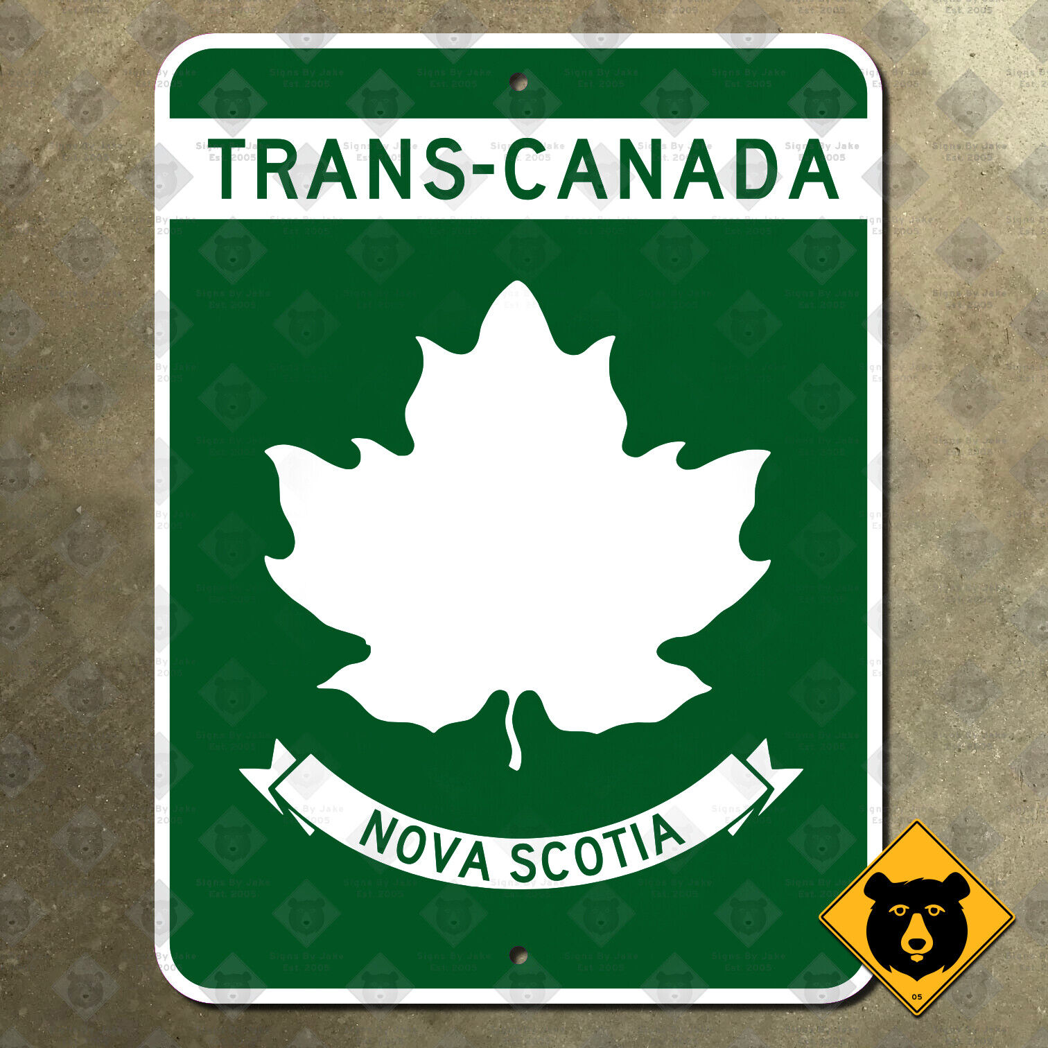Canada Nova Scotia Amherst Trans-Canada Highway 104 105 route road sign 15x20