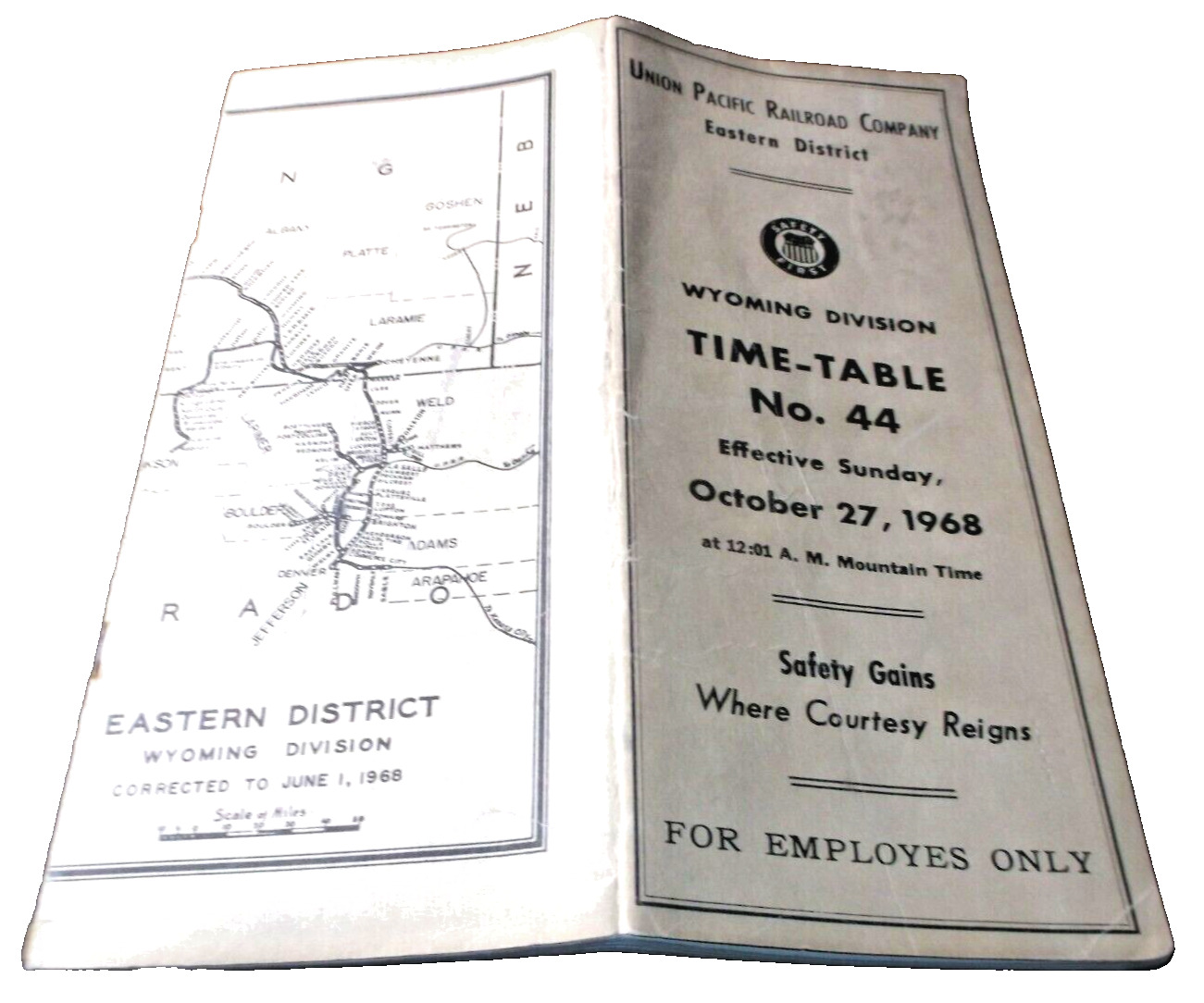 OCTOBER 1968 UNION PACIFIC WYOMING DIVISION EMPLOYEE TIMETABLE #44