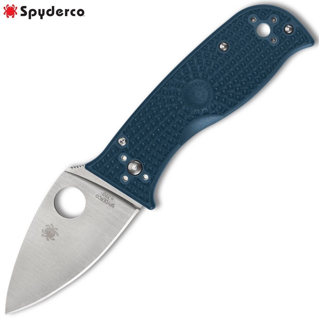 Spyderco LIL' Temperance 3 K390 Satin Leaf Plain Blade Blue FRN C69PBL3K390