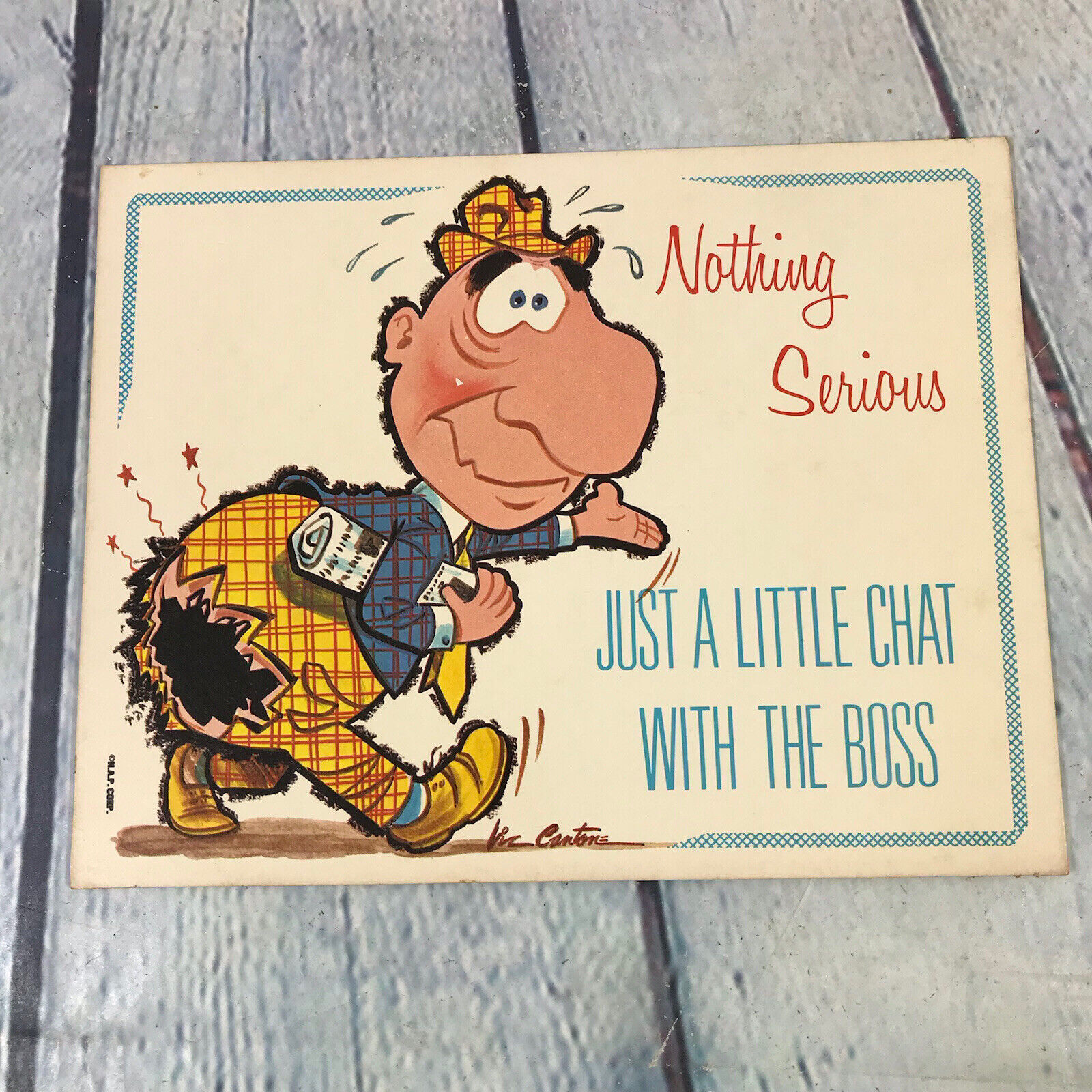 Vtg Novelty Cardboard Sign Chat with the Boss 1967 North American Publishing NAP