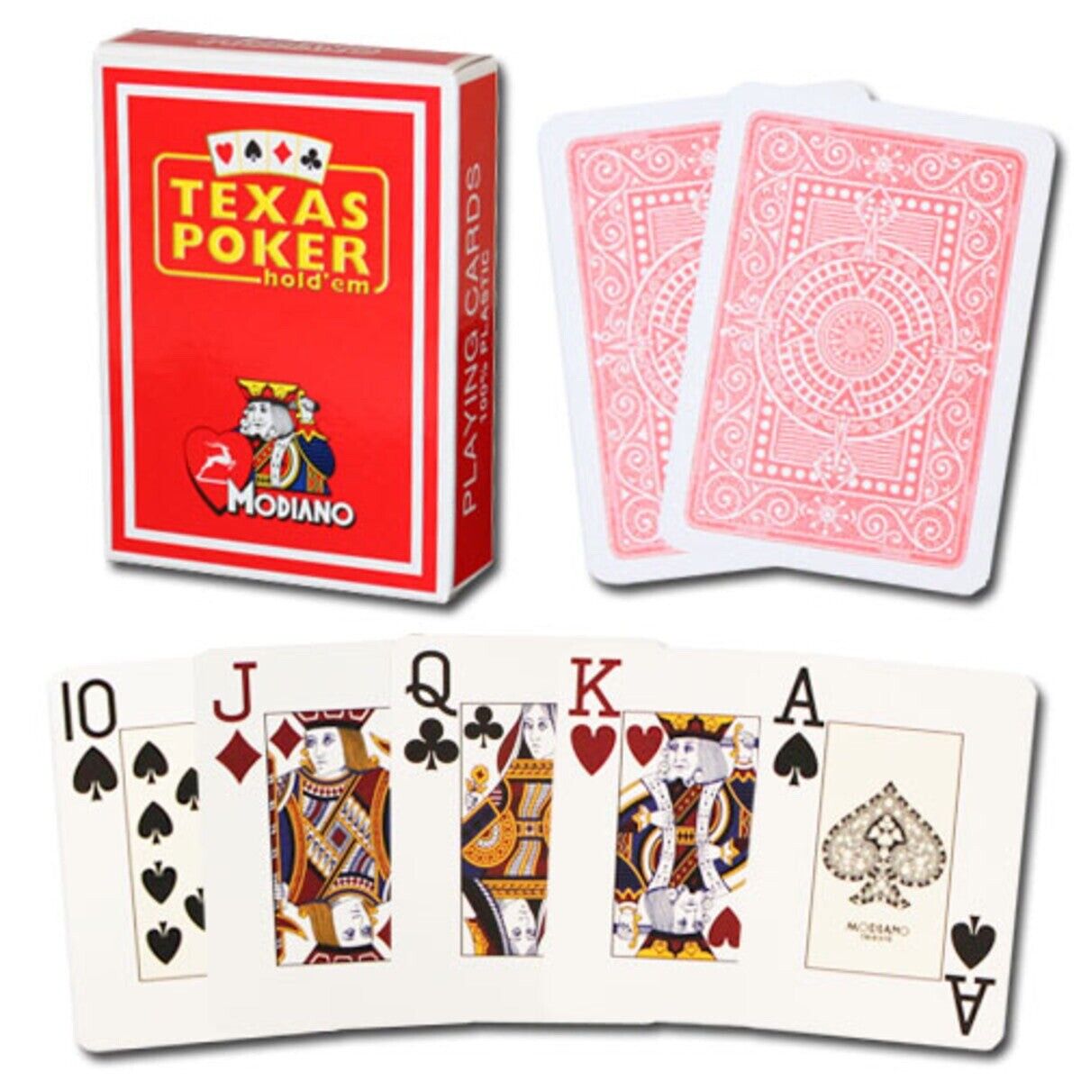 4 Decks Modiano 100% Plastic Playing Cards Red Poker Size Jumbo Index