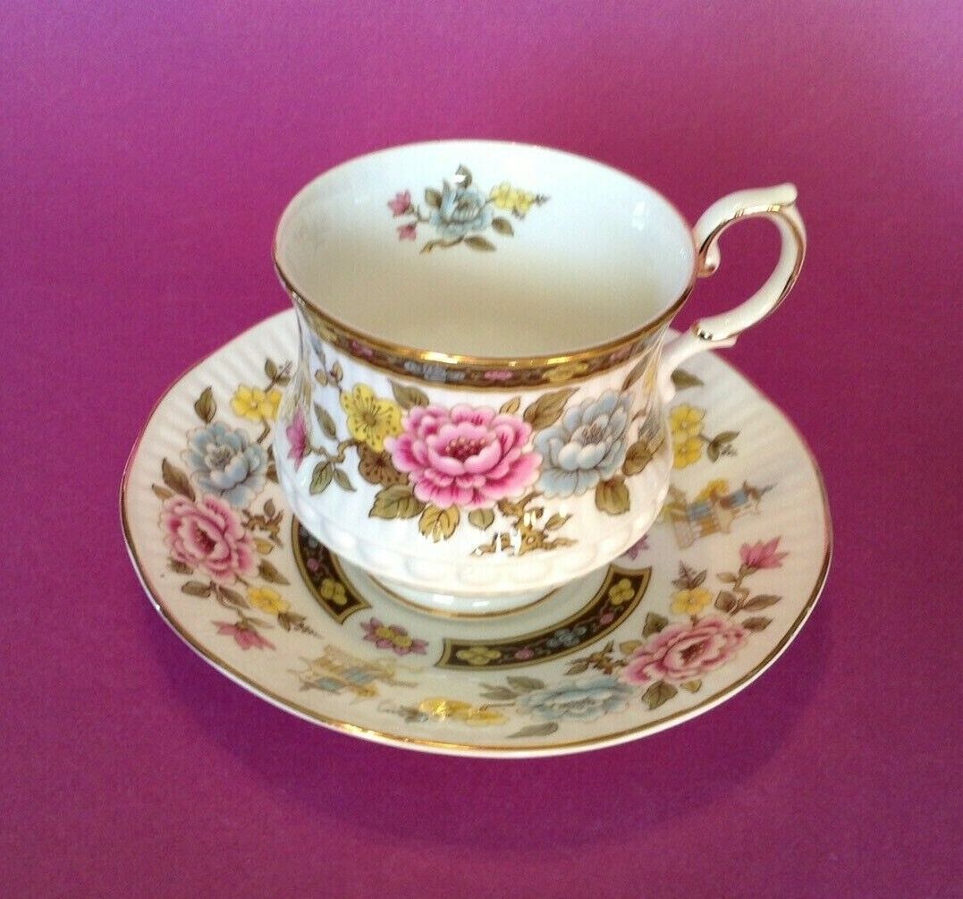 Queens By Rosina Pedestal TeaCup And Saucer - Cathay Pattern - England