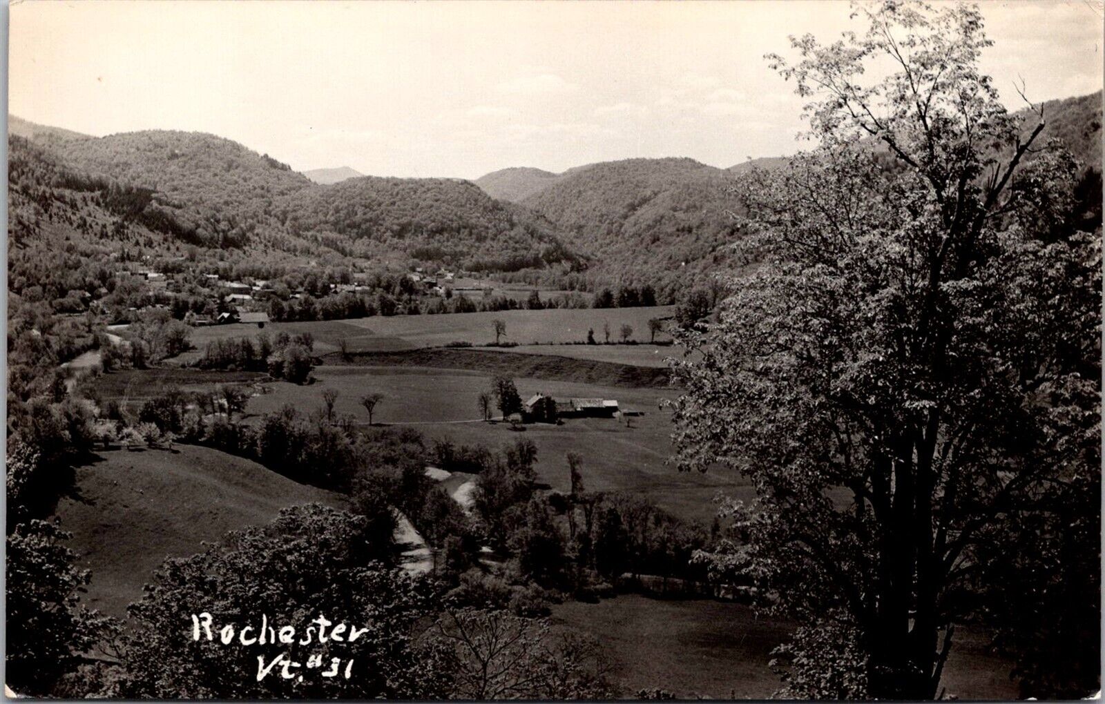 RPPC View Overlooking Valley, Rochester VT Vintage Postcard V58