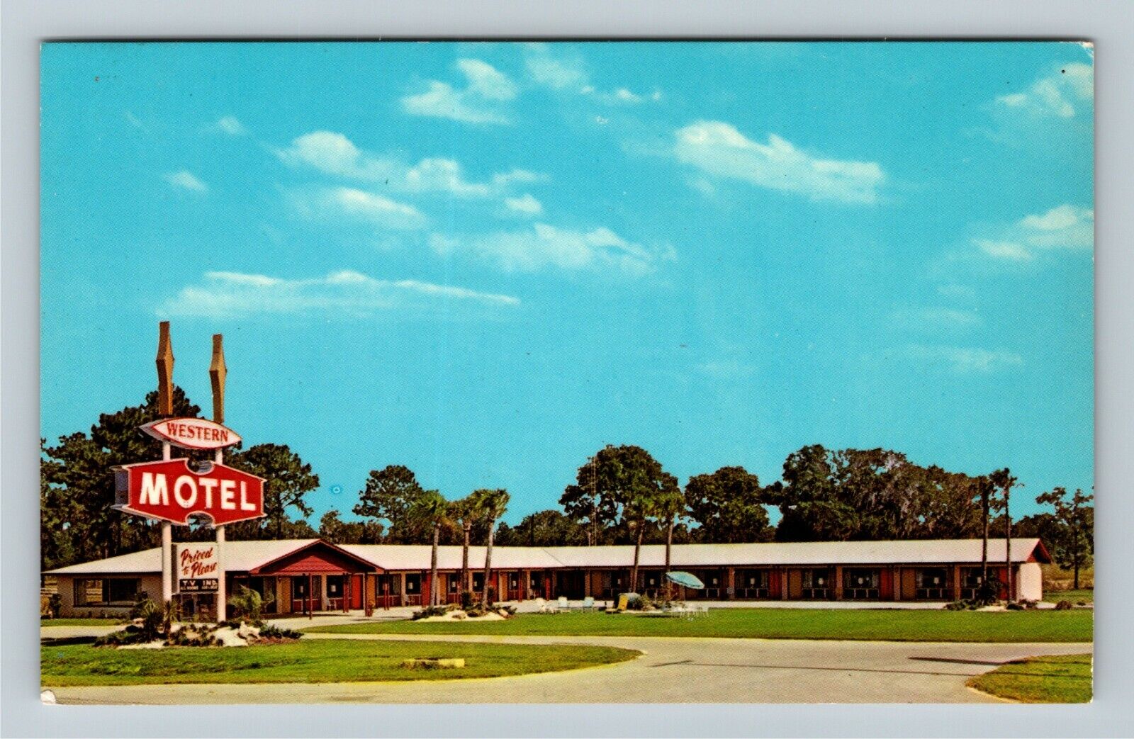 Ocala FL-Florida, Western Motel, Pool, Antique Vintage Souvenir Postcard