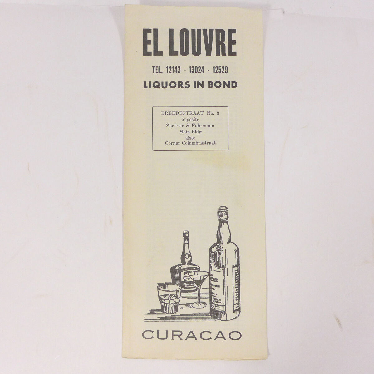Vintage El Louvre Liquors in Bond Curacao Bar Paper Menu 12.40\