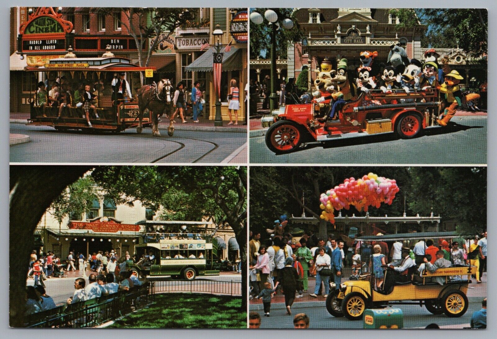 Disneyland Main Street USA Multi-View Vehicles 4x6 Postcard