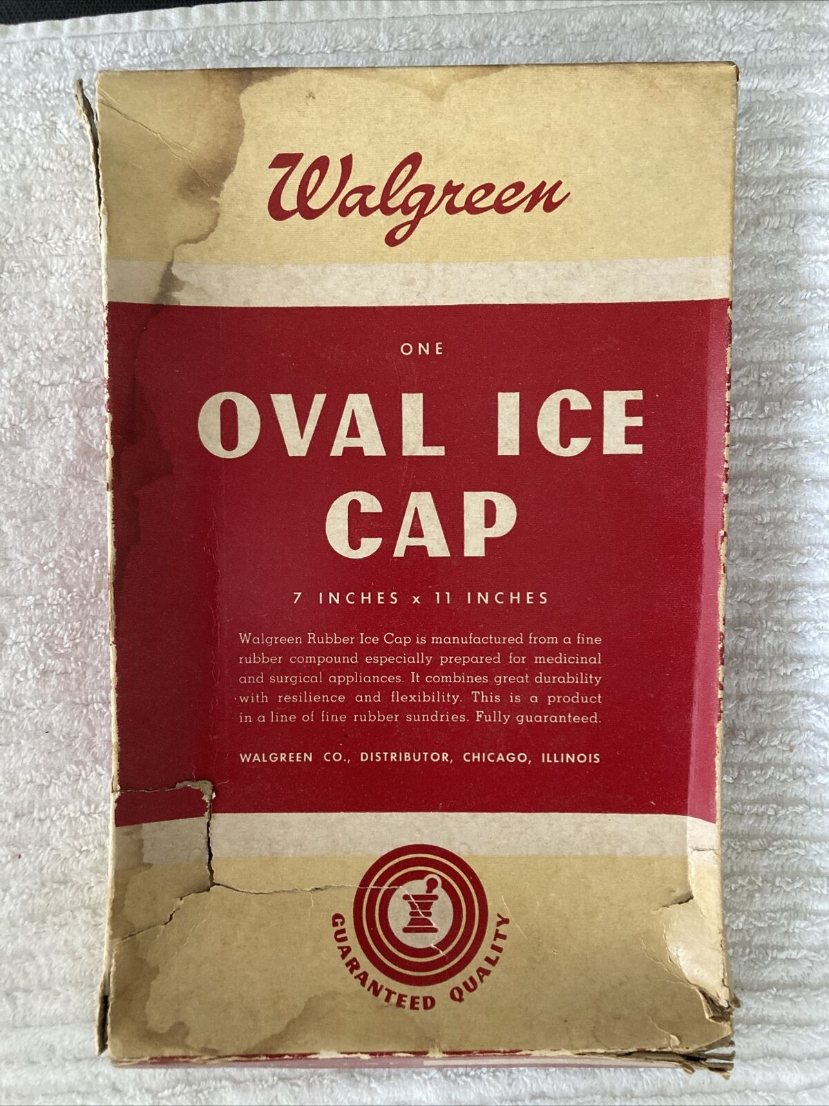 Vintage Walgreen OVAL ICE CAP 7” x 11\