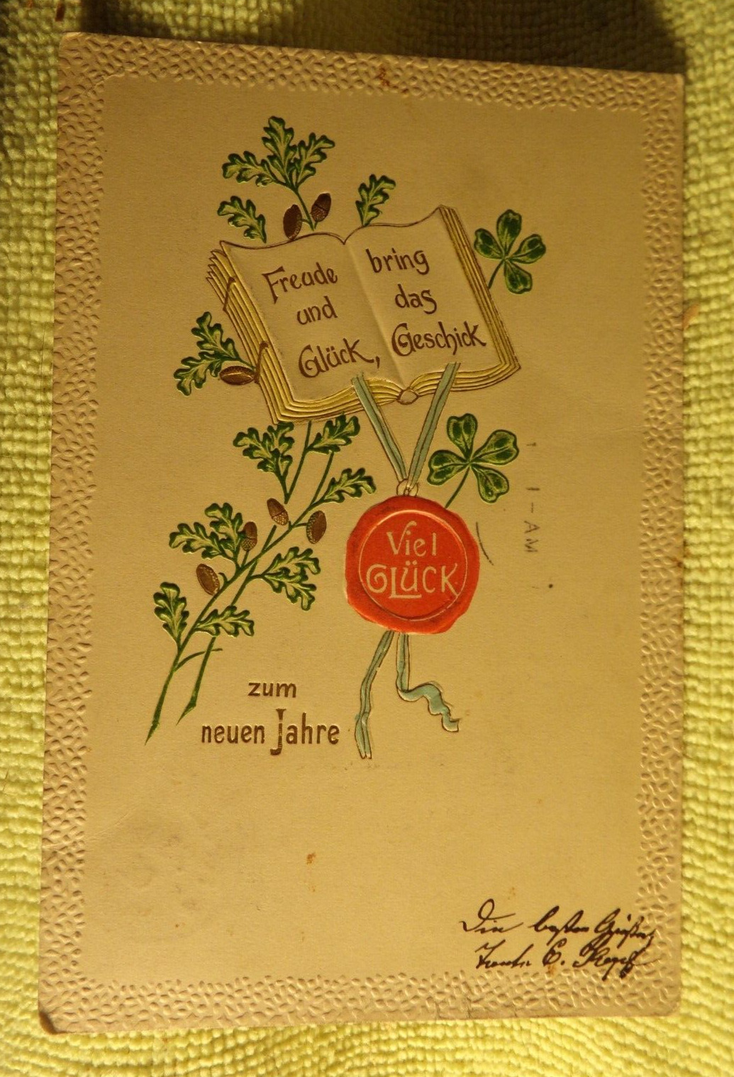 Vintage Postcard NEW YEAR\'s - 1902 Clover, German \
