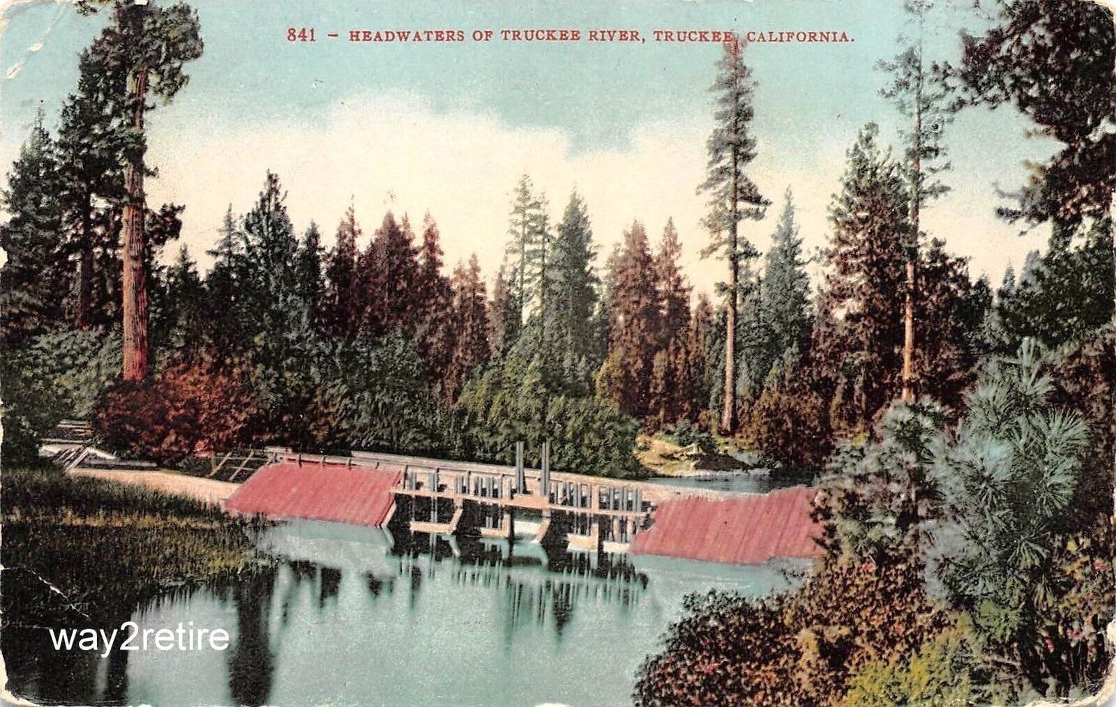 Postcard CA Truckee Headwaters of the Truckee River California 1910