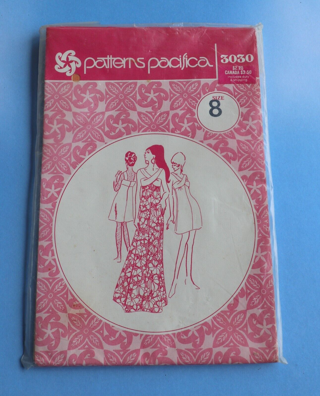 1970\'s Vintage Hawaiian Pacifica Pattern 3030 Dress Gown Size 8 New Old Stock