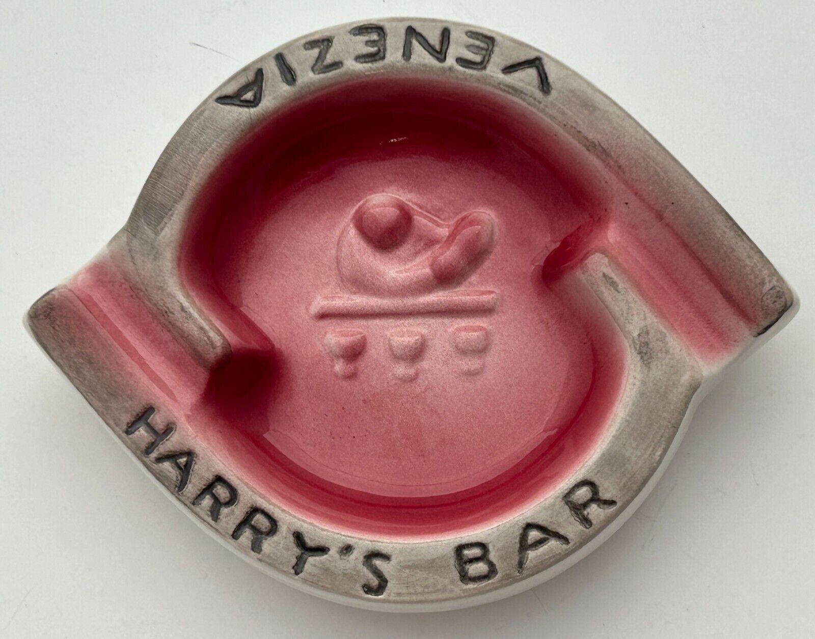 Vintage Harry\'s Bar Venezia Italy Ceramic Pink Ashtray Cigarette Cigar