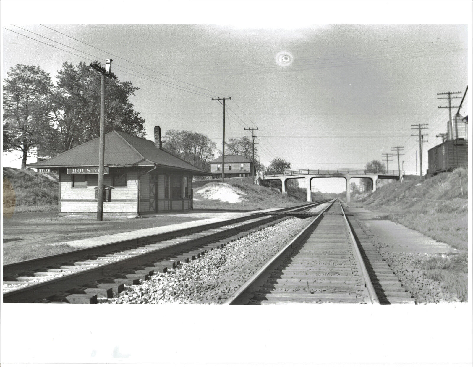 NYC CCC & StL Houston Ohio main line frame station 1953 C. E. Helms photo