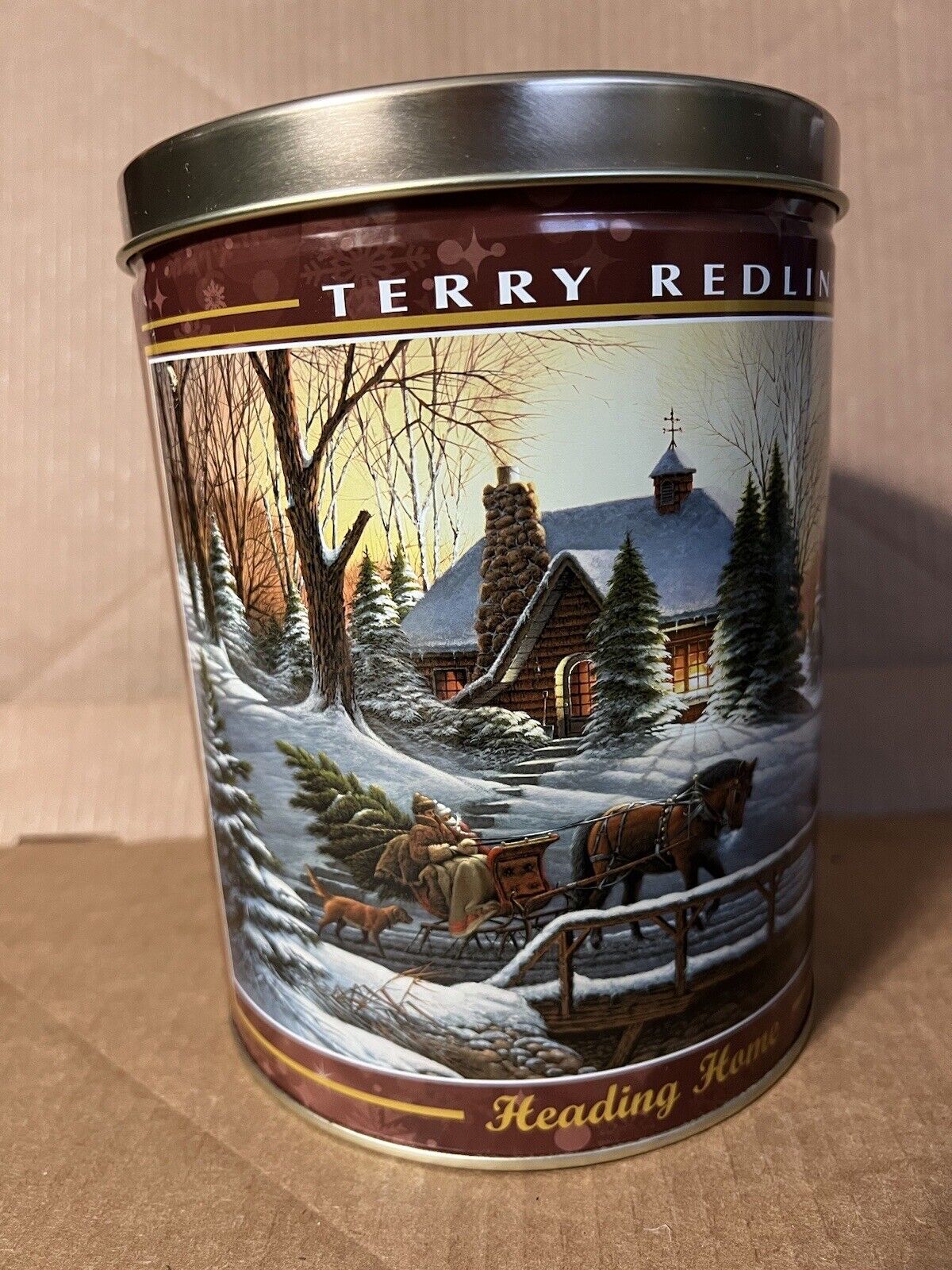 Terry Redlin “Heading Home” Art Tin 2013 Wild Wings USA Christmas Holiday Scene