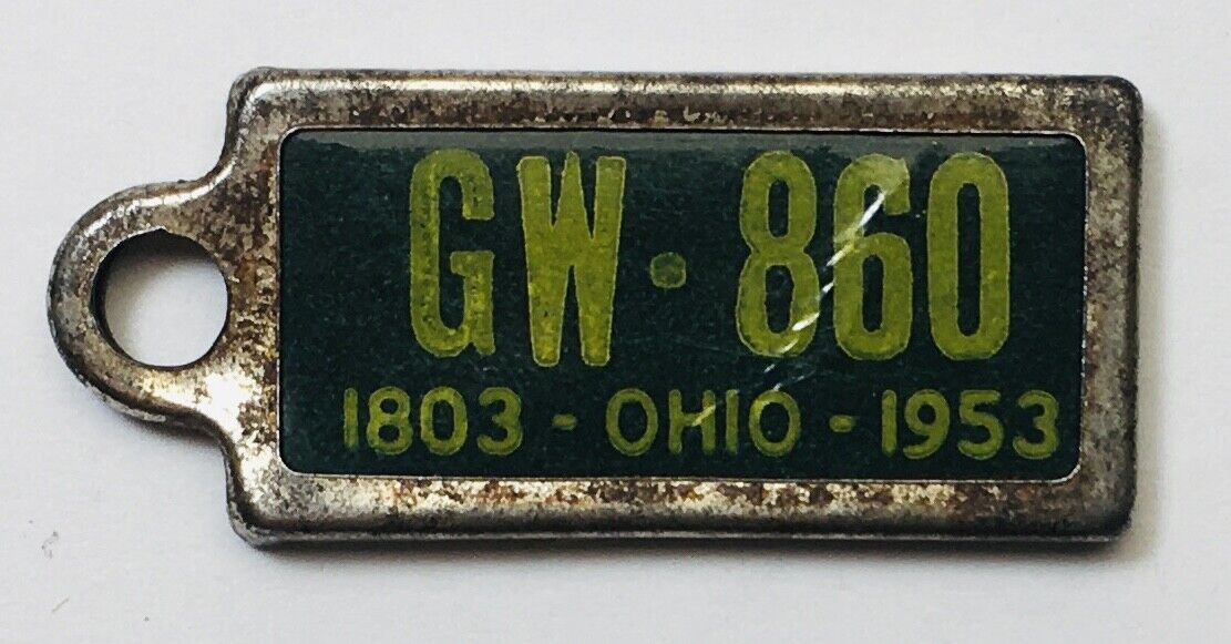Vintage DAV License Plate Keychain 1953 Ohio GW-860