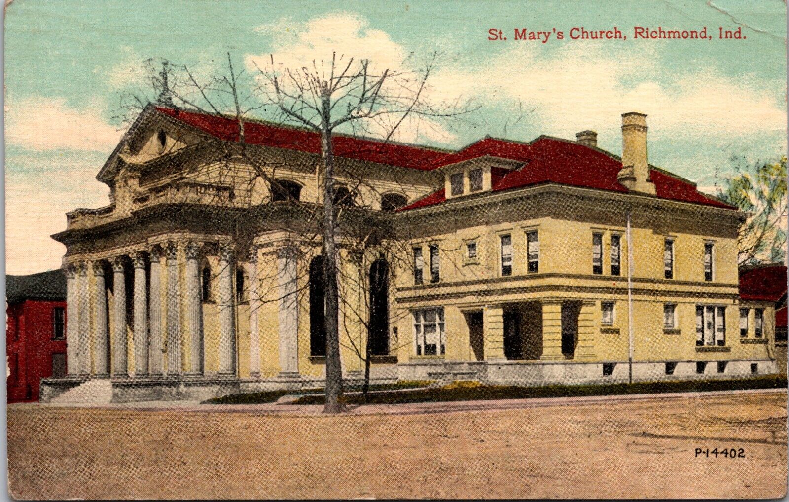 1913 Antique Postcard Richmond Indiana St. Mary\'s Church IN IND