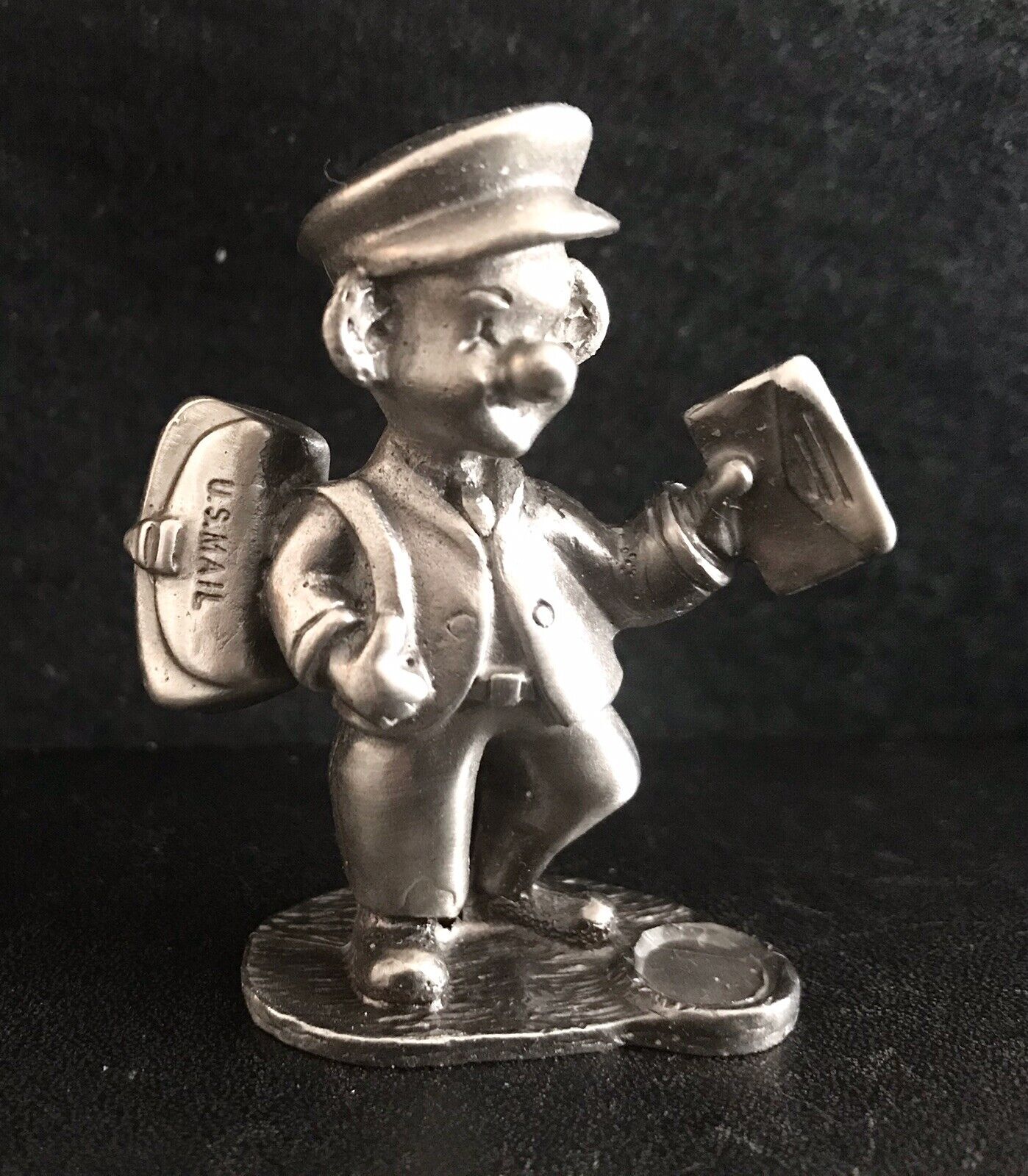 Pewter Letter Carrier Mailman US Post Office Service Delivery Statue Figurine L