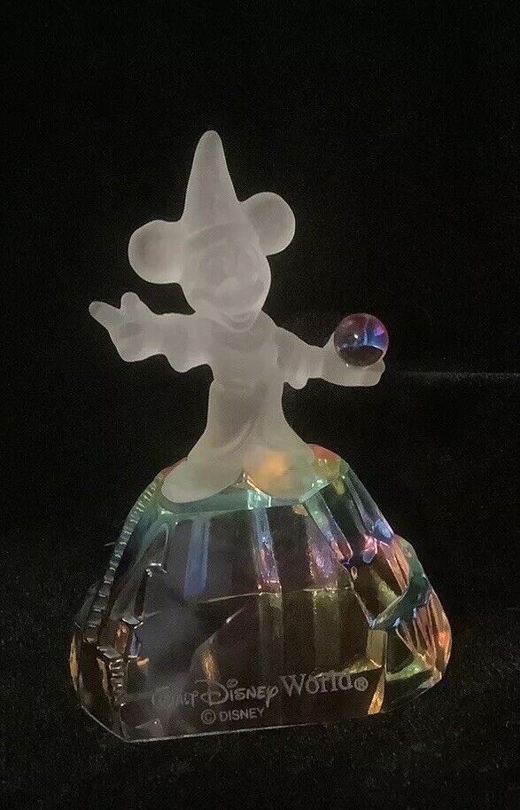 Mickey Mouse Wizard Sorcerer Crystal Frosted Figurine Walt Disney