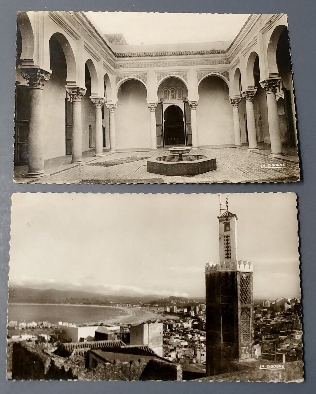 1950s B&W Postcards Tangier Morocco Kasbah Mosque Postmarked 1951 USS Rich Ship