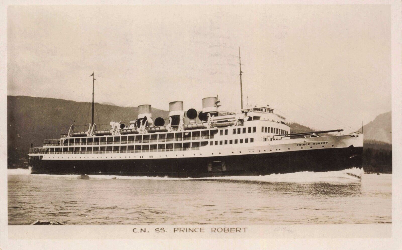 RPPC Canadian SS Prince Robert Armed Merchant Cruiser World War 2 Postcard