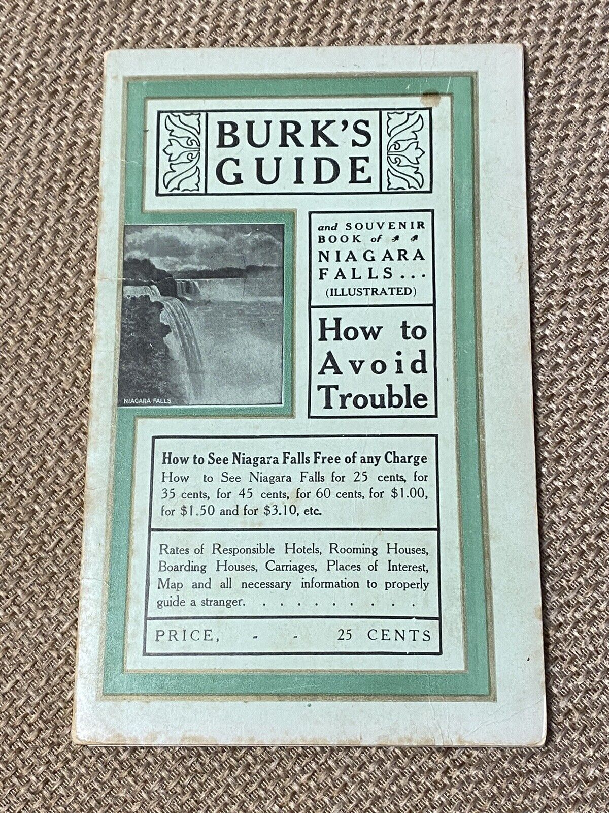 Vintage Travel Guide NIAGARA FALLS Burk’s Souvenir ILLUSTRATIONS MAP 2nd Ed 1919