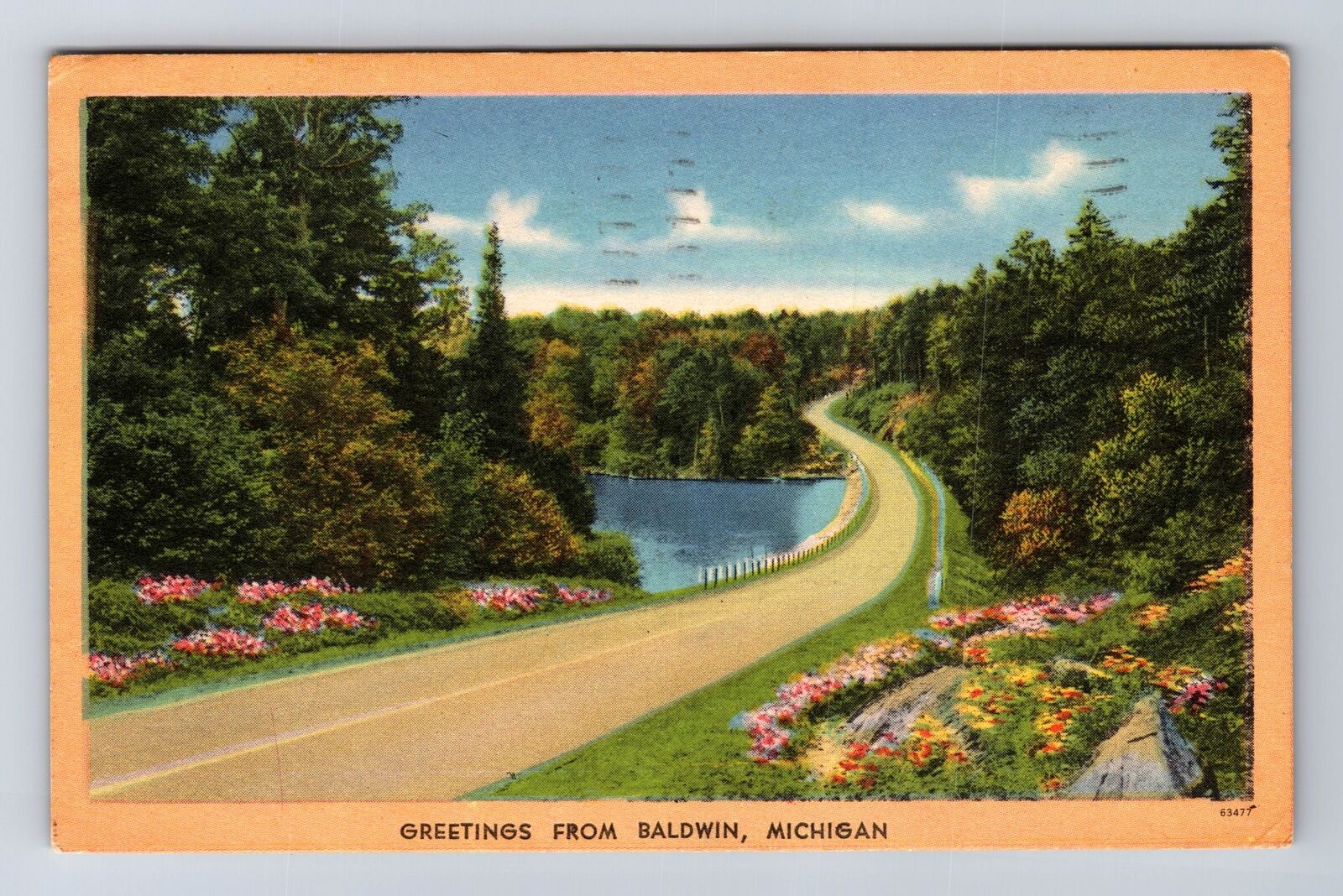 Baldwin MI-Michigan, Scenic Greetings, Antique Souvenir Vintage c1957 Postcard