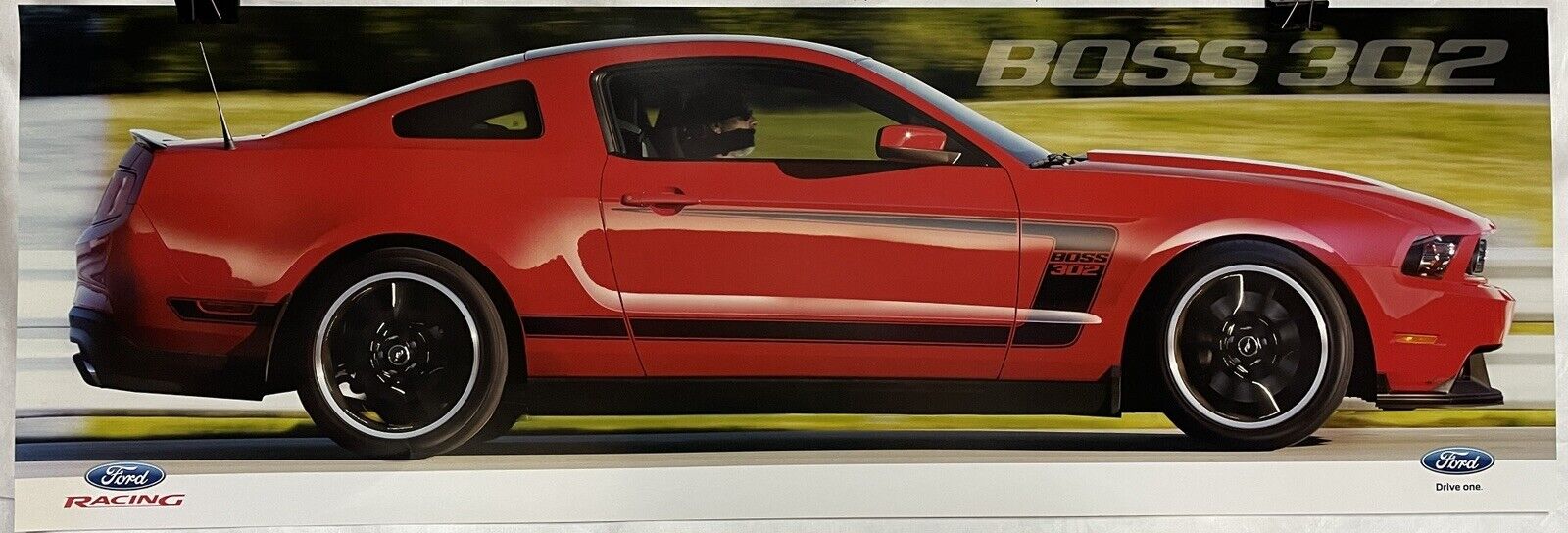 Rare NOS 2012 Ford Racing Boss 302 Mustang 2 Sided Heavy Stock Dealership Poster