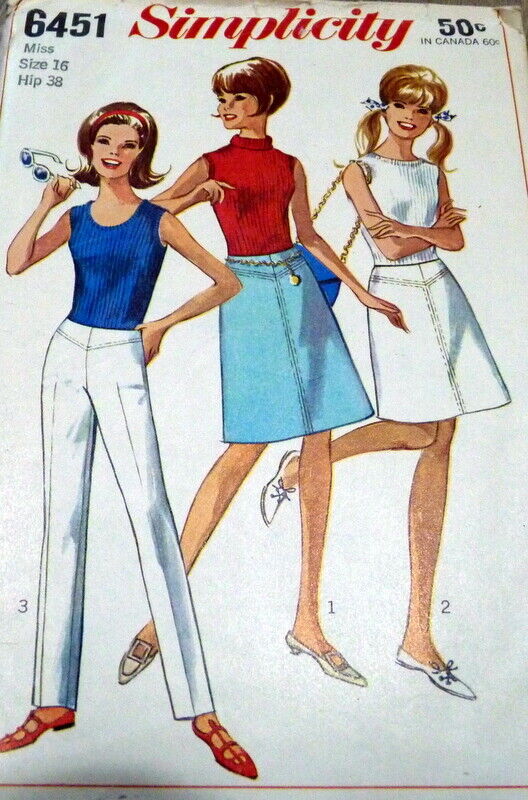 LOVELY VTG 1960s PANTS & SKIRT Sewing Pattern WIAST 28 FF