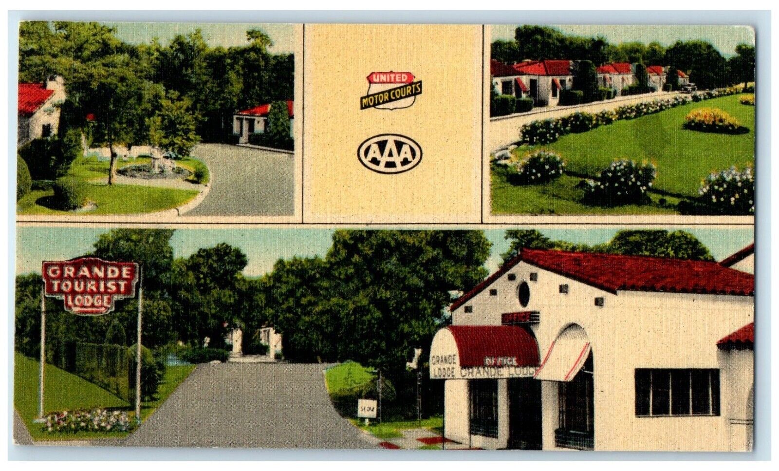 c1950\'s Grand Tourist Lodge Motel Dallas Texas TX Multiview Vintage Postcard