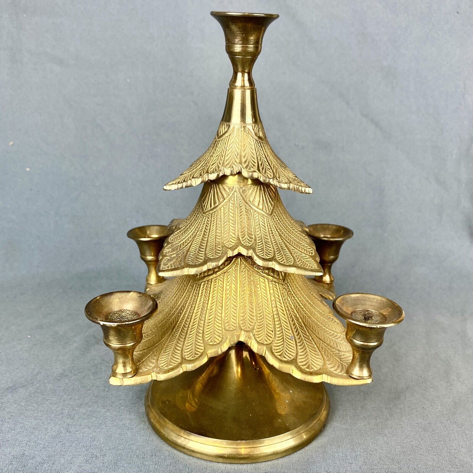 Solid Brass Christmas Tree Candle Holder Waccamaw Brass Works Hand Crafted India