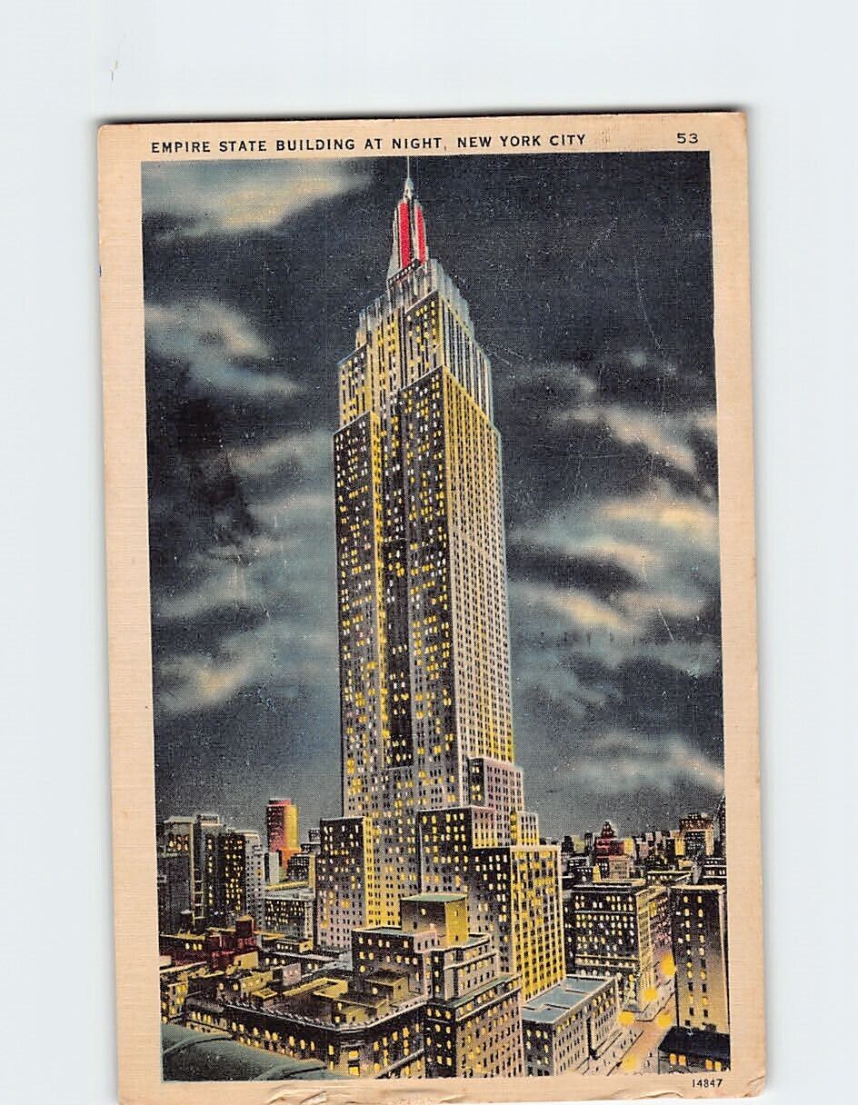 Postcard Empire State Building at Night New York City New York USA
