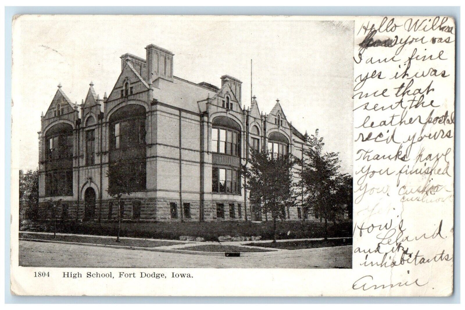 1906 High School Building Campus Fort Dodge Iowa IA Posted Antique Postcard
