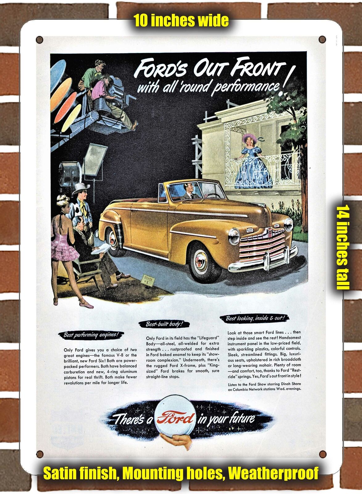 Metal Sign - 1946 Ford Convertible Club Coupe- 10x14 inches