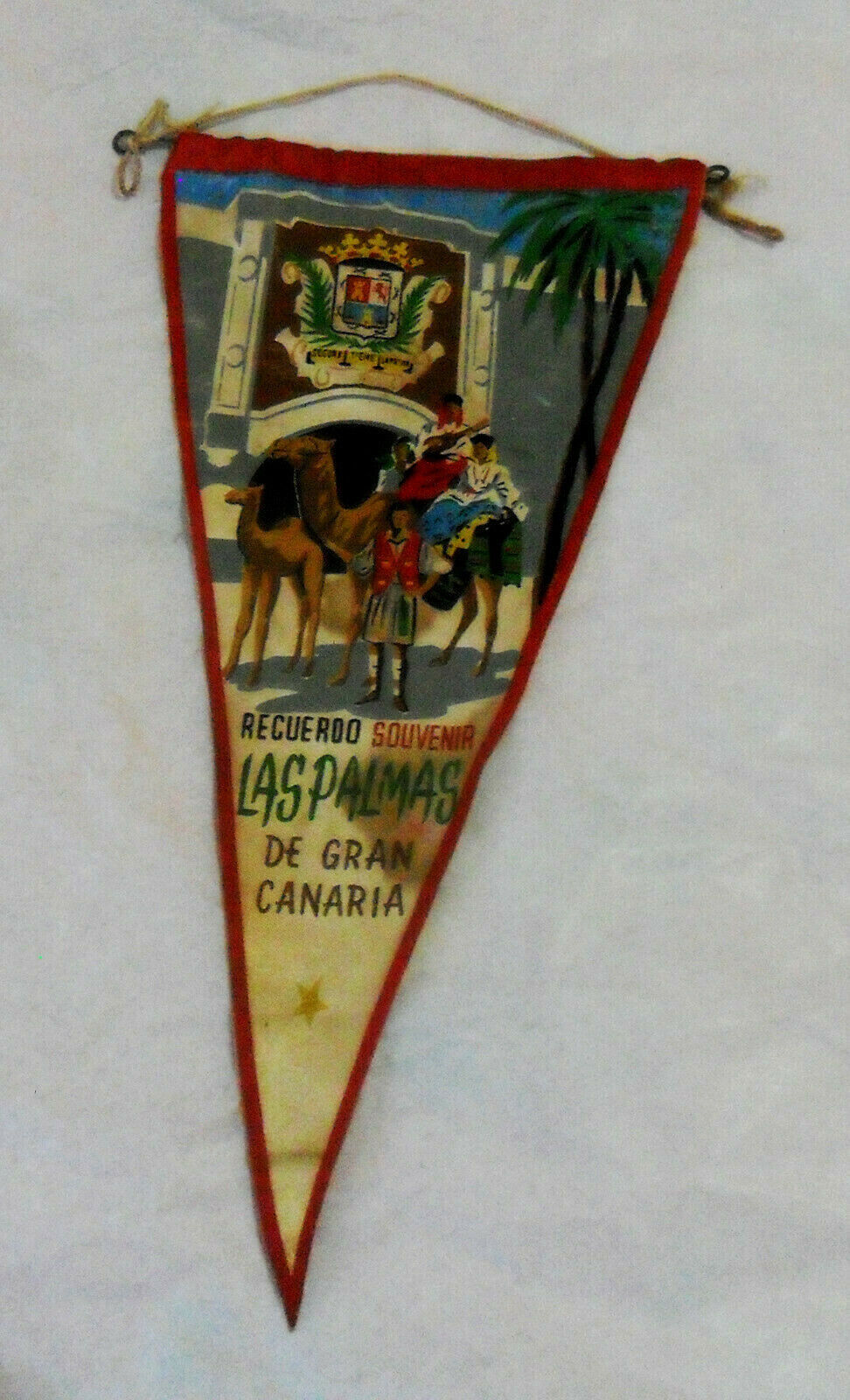 Vintage 50\'s PENNANT Recuerdo Souvenir Las Palmas De Gran Canaria, Spain, Camels