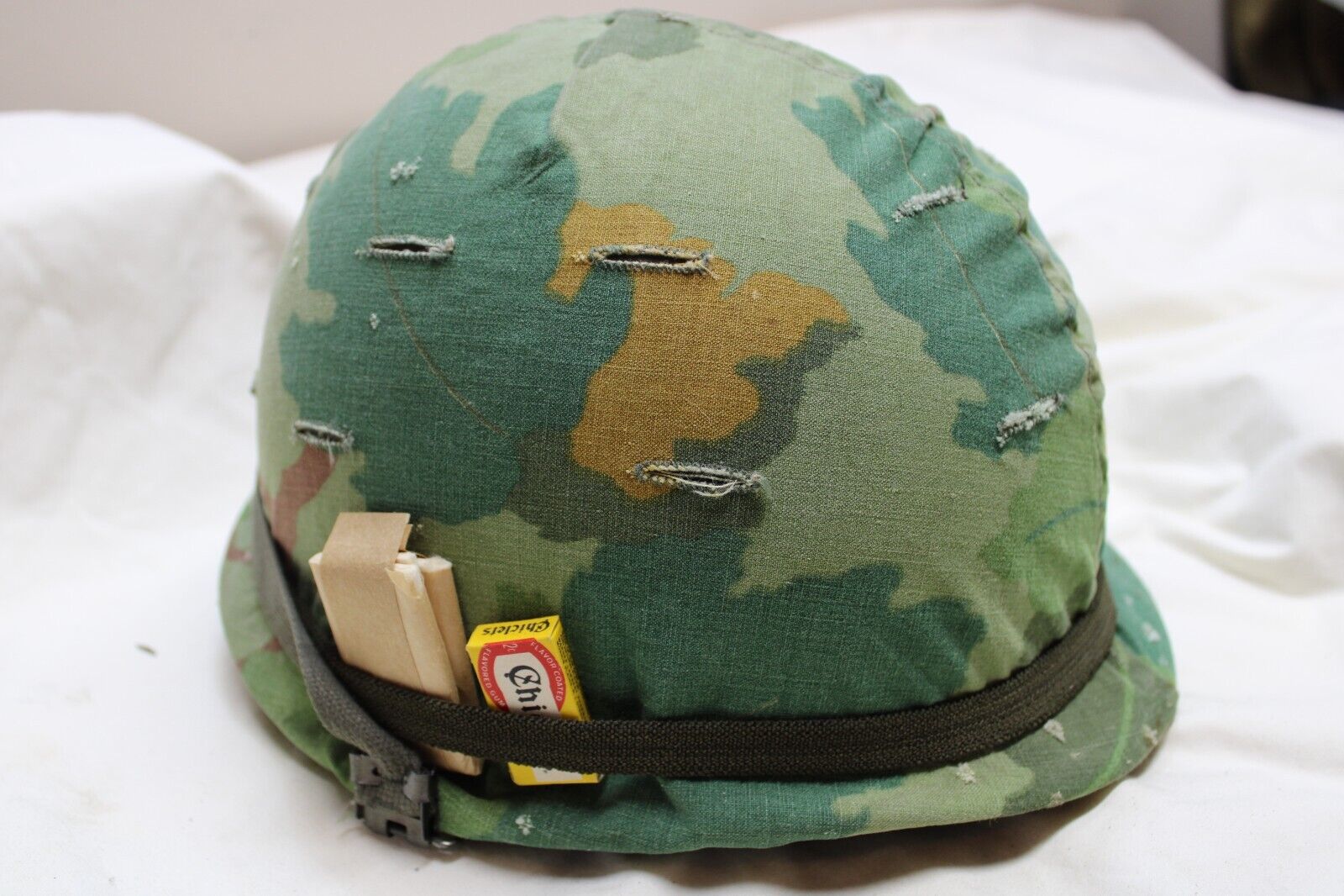 US Military Vietnam Era M1 Steel Pot Helmet Liner ERDL Poplin Camouflage  BS11