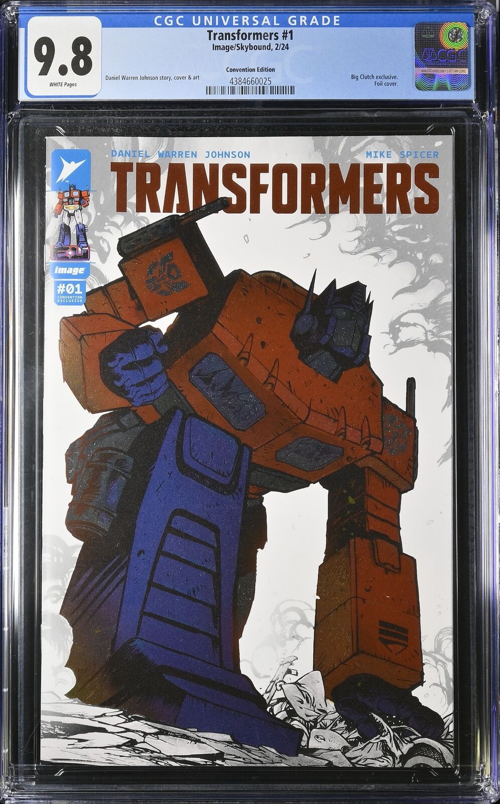 Transformers #1 CGC 9.8 Convention Edition Variant Spot Foil Image Skybound DWJ