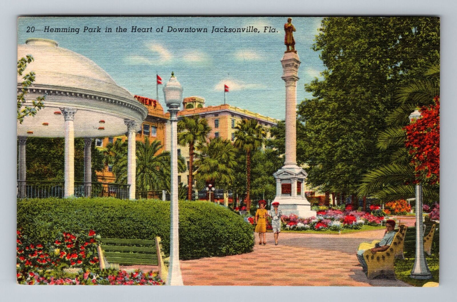 Jacksonville, FL-Florida, Hemming Park Heart Of Downtown c1959 Vintage Postcard