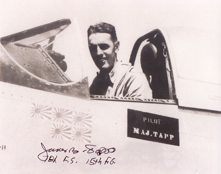 JAMES TAPP SIGNED AUTOGRAPHED 8x10 PHOTO AIR FORCE FIGHTER ACE USAF BECKETT BAS