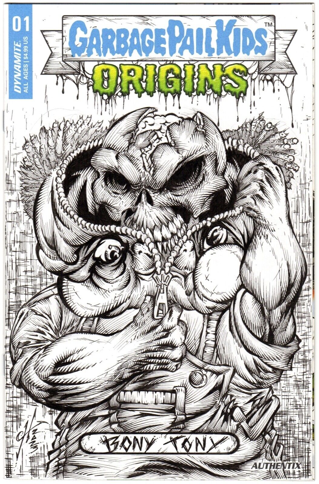 Garbage Pail Kids Origins #01. Original sketch cover art by Calvin Henio.