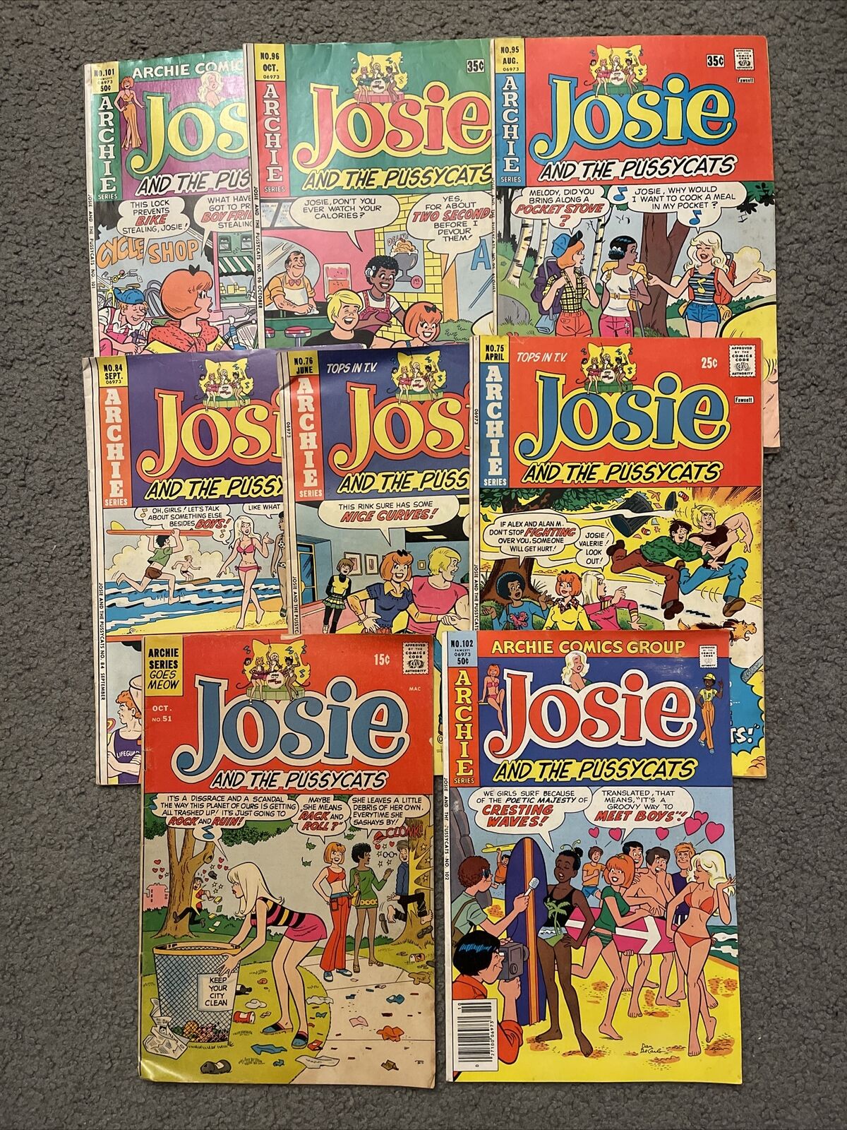 Josie and the Pussycats Archie Comic Books Lot 8 Bikini GGA 51 75 76 84 95 96
