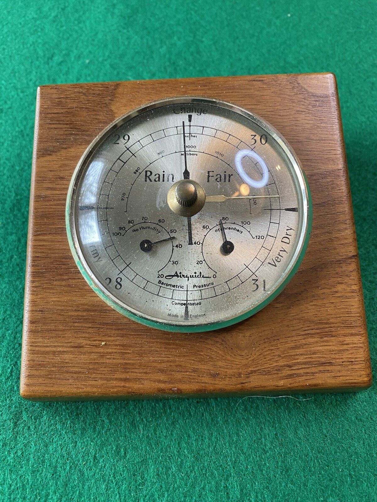 Vintage SB Shortland Bowen England Slanted Desk Barometer w/Humidity & Temp