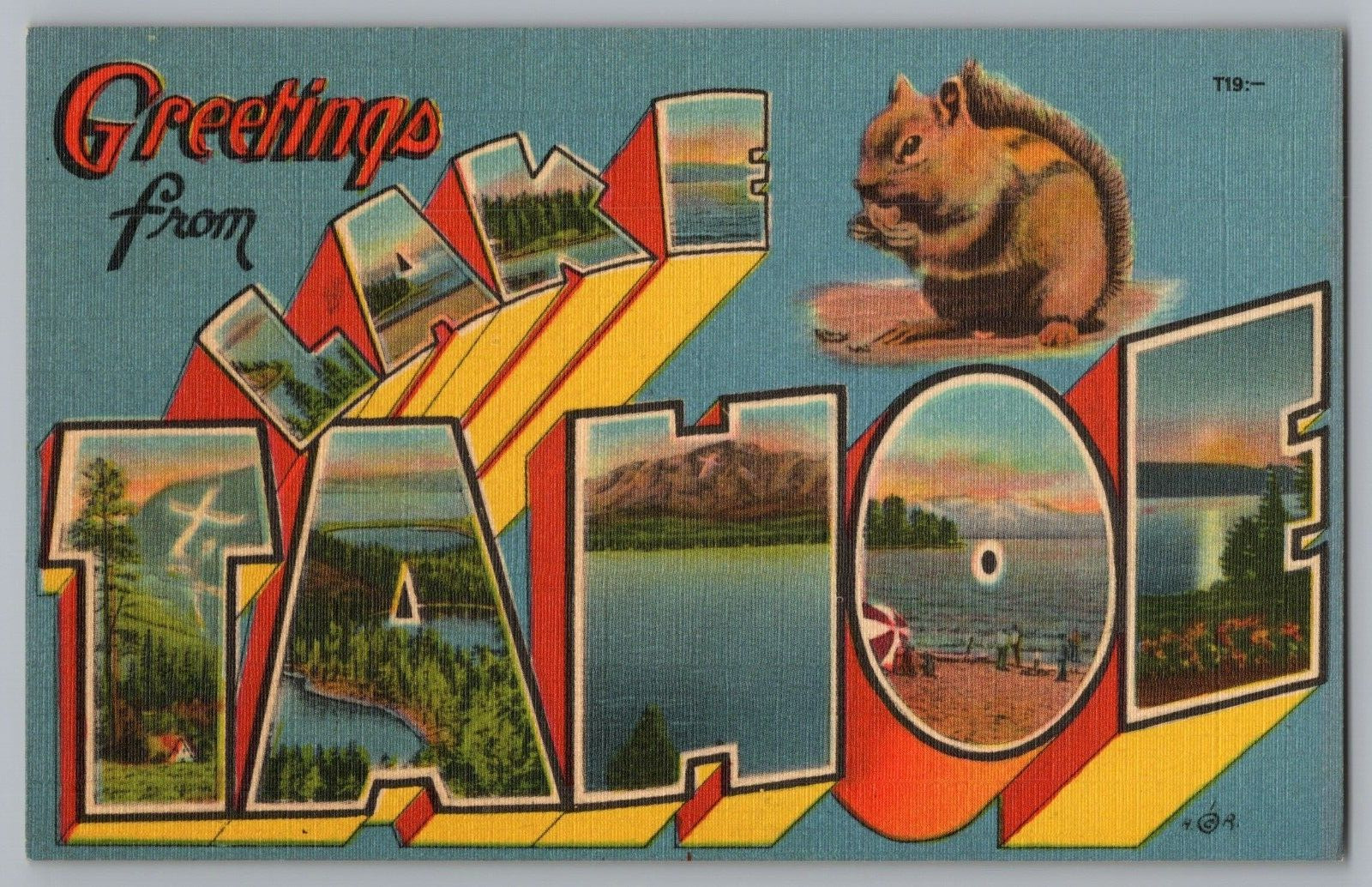 Postcard Greetings From Lake Tahoe, Large Letter