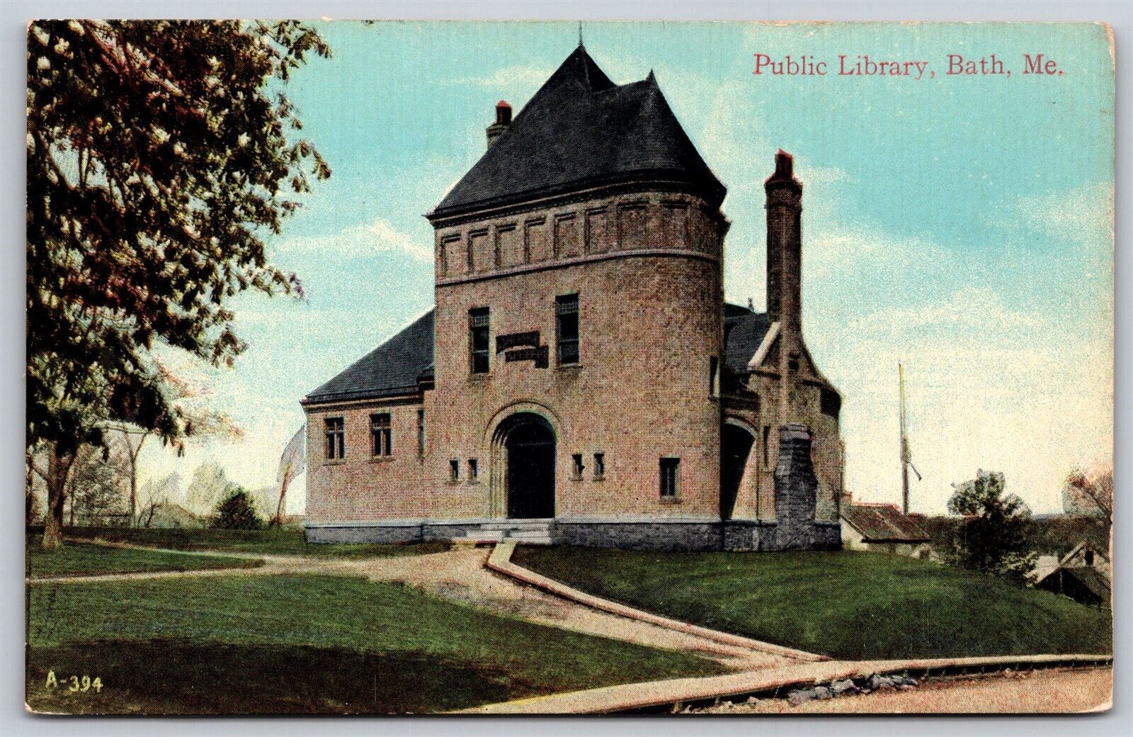 Postcard Public Library, Bath, Maine V102
