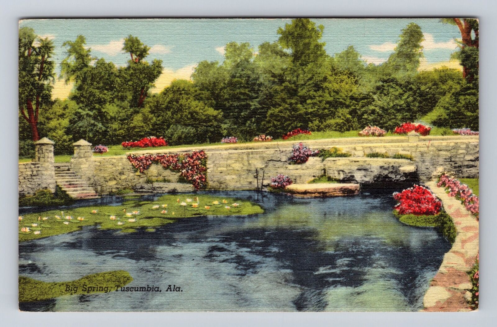 Tuscumbia AL-Alabama, Big Spring, Antique, Vintage Souvenir Postcard