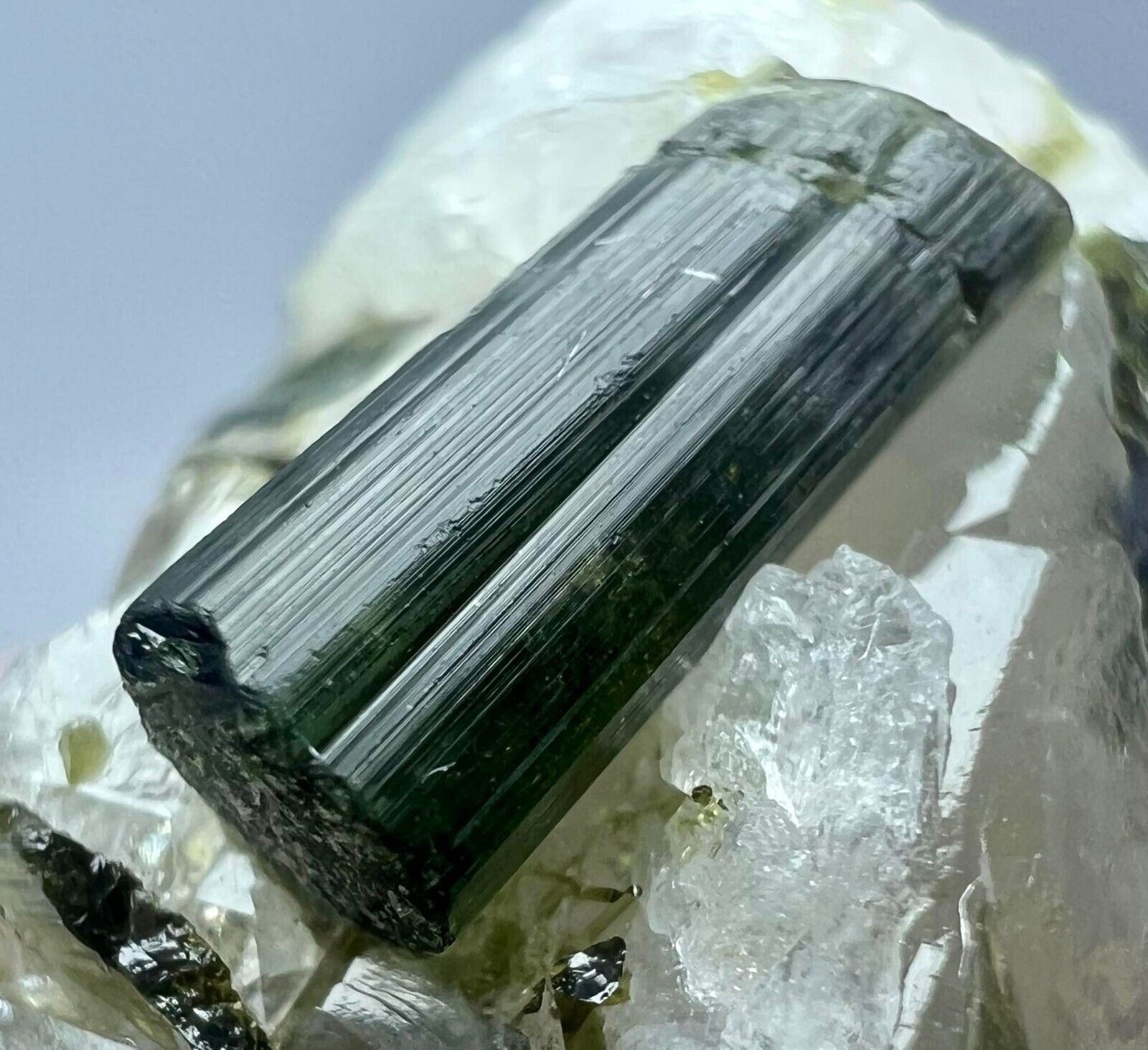 40 Carats Green Tourmaline Crystal On Matrix From Badakhshan, Afghanistan