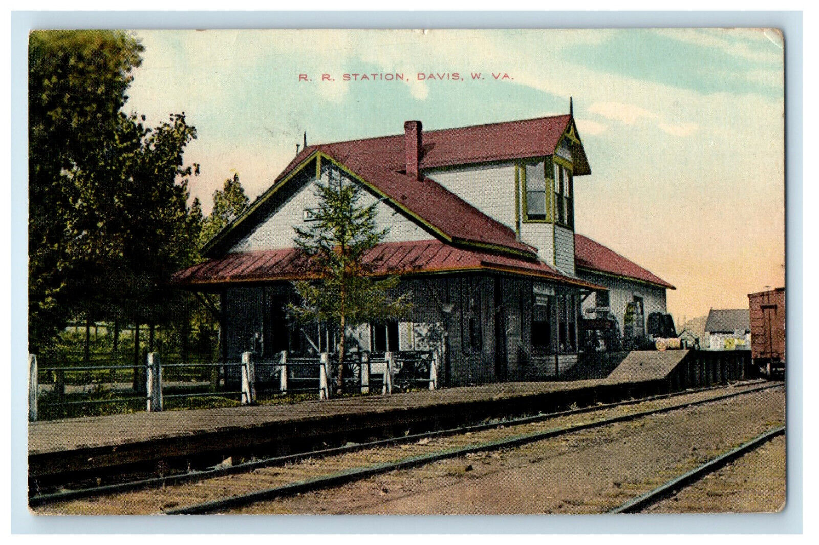 1913 Railroad Station, Davis West Virginia WV Posted Antique Postcard