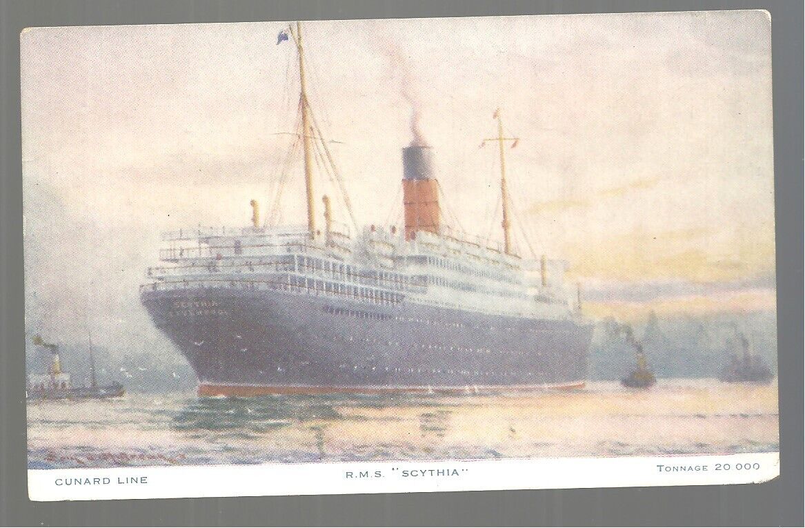 Transpotation Post Card HMS Scythia Cunard Line Early 1900s EX
