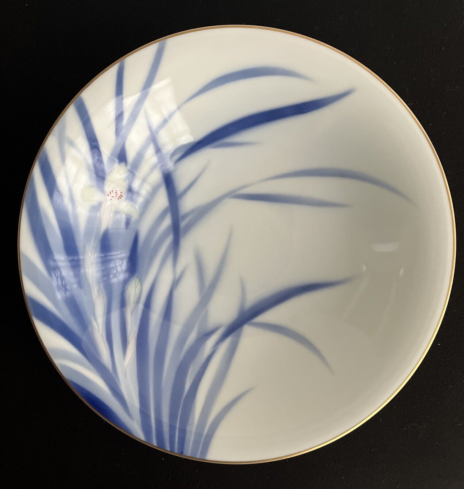 VTG FUKAGAWA Porcelain Iris Bowl Arita Japan Purveyor To The Imperial Household