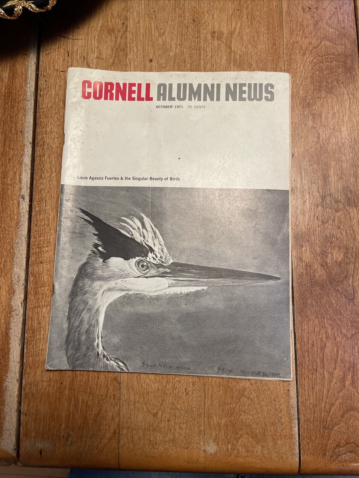 Cornell Alumni News Oct. 1971 Louis Agassiz Fuentes Great Blue Heron cover