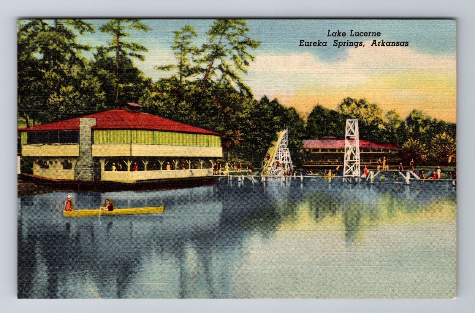 Eureka Springs AR-Arkansas, Lake Lucerne, Vintage Souvenir Postcard
