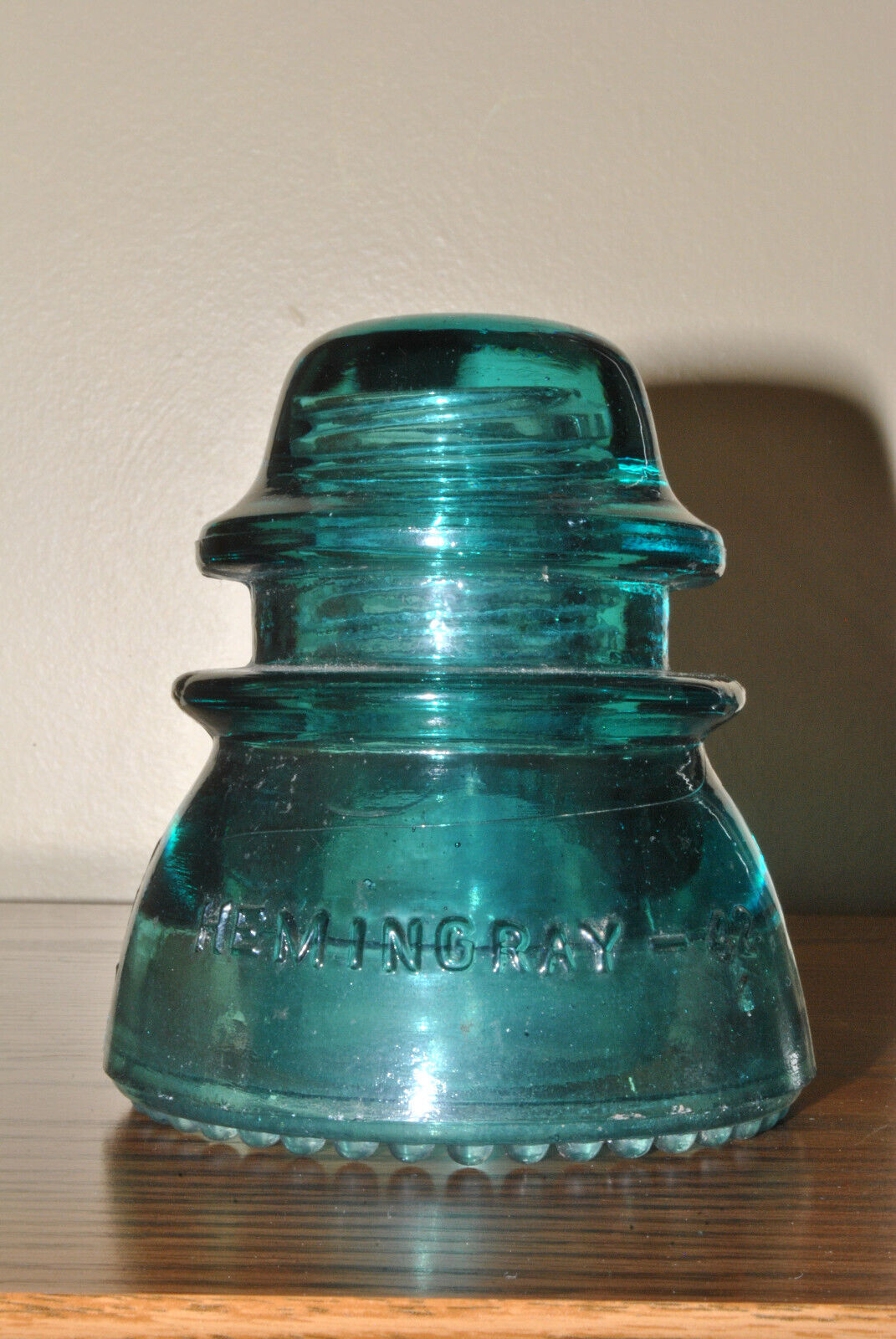 Vintage Teal Blue  Hemingray 42 Electrical Glass Insulator - Made in USA